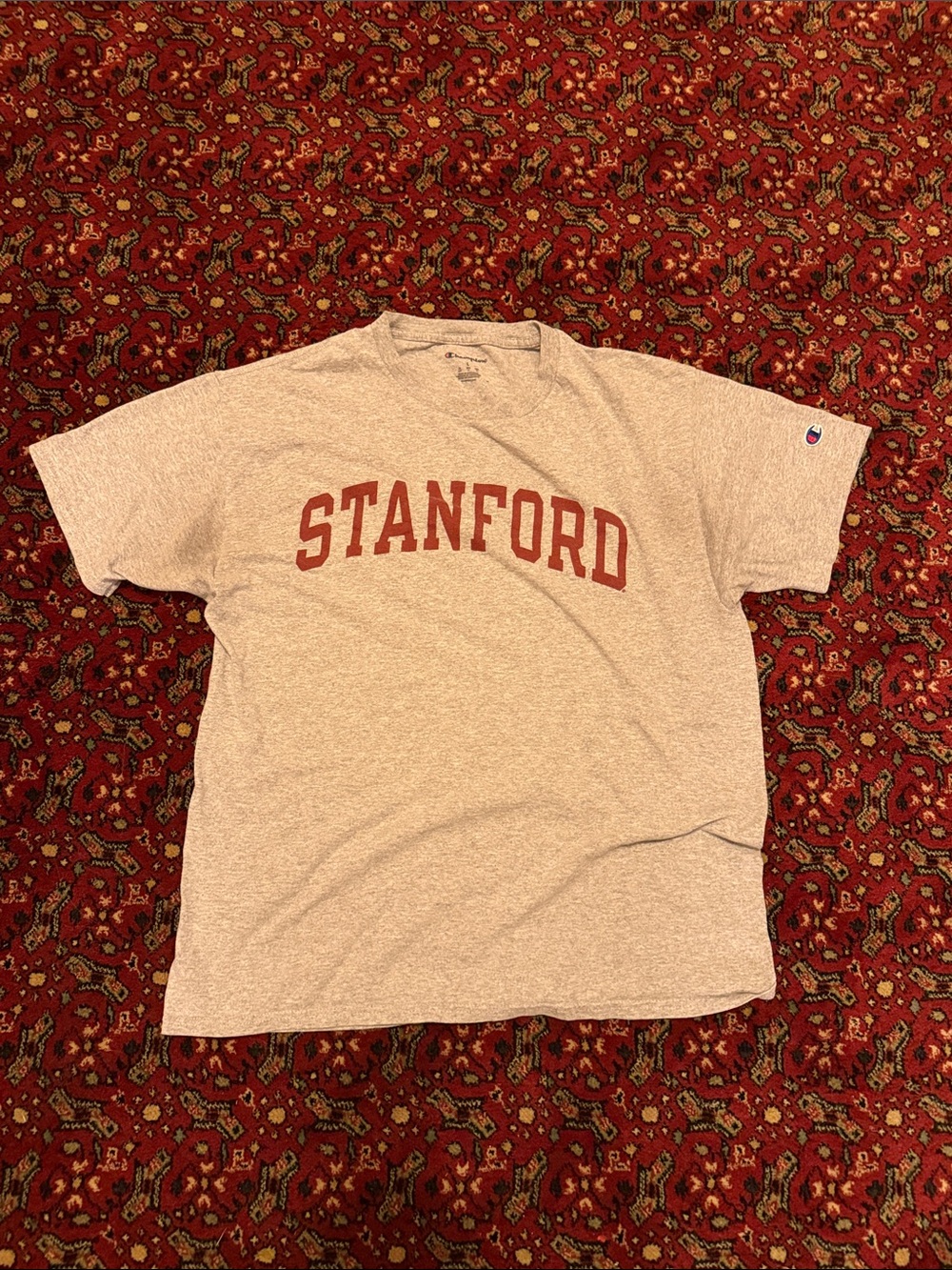 Champion Heather Gray T-Shirt with Cardinal Stanford Lettering